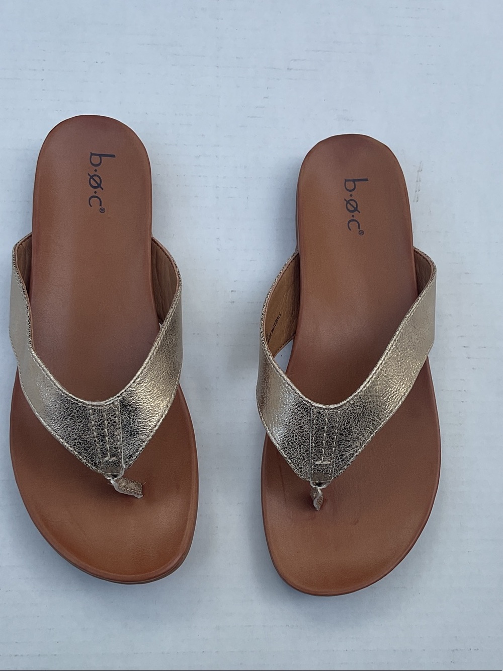 b.o.c. Metallic Gold Leather Thong Sandals